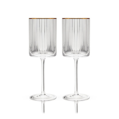 Meridian Crystal Wine Glasses and Gold Rim Set