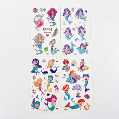 Mermaid Tattoos for Kids – 10 sheets by Shaketea, four colorful mermaid design sheets on Tampa Home & Garden Store