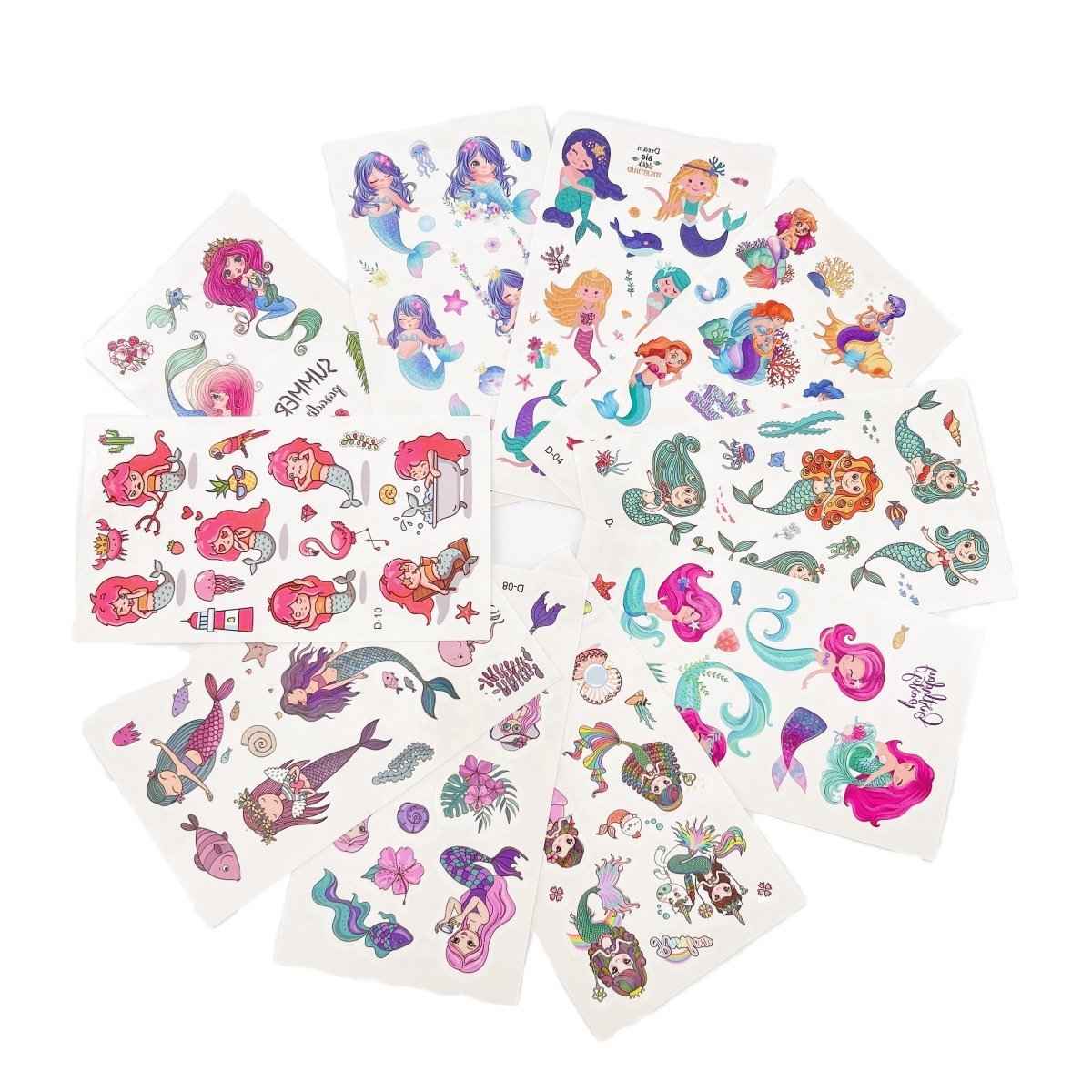 Mermaid Tattoos for Kids – 10 colorful sheets of Shaketea temporary tattoos for party on Tampa Home & Garden Store