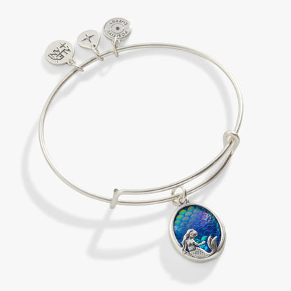 Bracelet Iridescent Mermaid Charm Bangle with three charms on a silver band Alex and Ani on Tampa Home & Garden Store