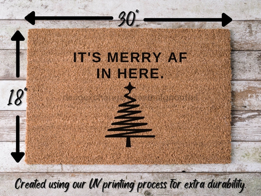 Merry AF, Funny Christmas Door Mat | Funny Christmas Doormat | Christmas Holiday Gift | Welcome Mat | Doormat | Winter Decor - Tampa soil911.com