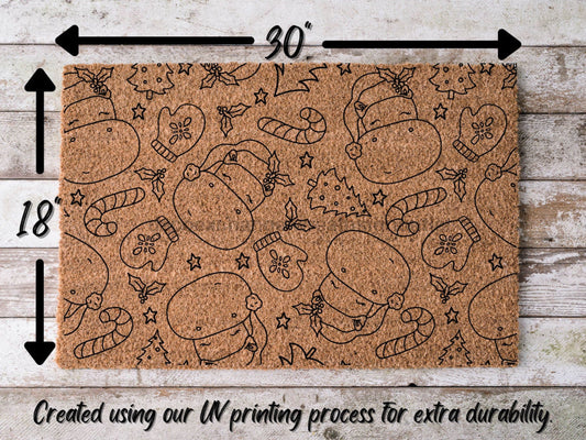 Merry Christmas Door Mat | Hippo Christmas Doormat | Winter Decoration | Welcome Mat | Holiday Doormat | Winter Decor | Christmas Gift