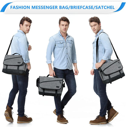 Water Resistant Laptop Messenger Bag 17 Inch Work Shoulder Bag