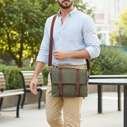 Maxwell Waxed Canvas Messenger Bag – Canvas & Leather Crossbody
