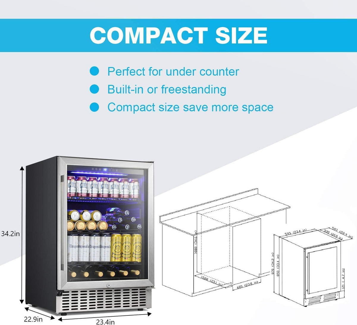 15 Inch Built In Mini Fridge Beverage Refrigerator