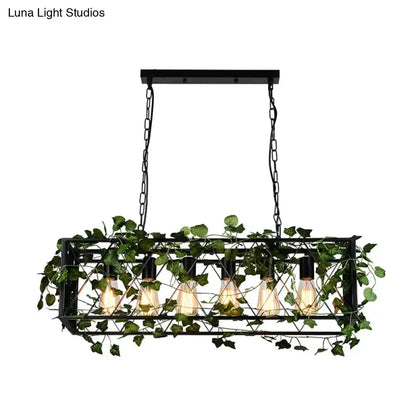 Industrial antique black metal island pendant light with ivy, 5-bulb by Decorbites on Tampa Home & Garden Store