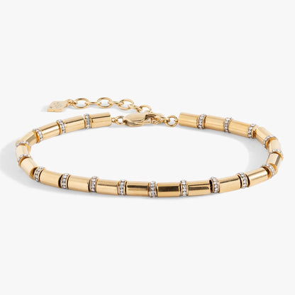 Tube Bead and Crystal Chain Bracelet gold-tone with crystal segments by ALEX AND ANI on Tampa Home & Garden Store