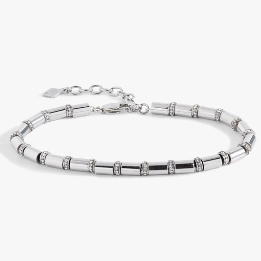 Tube Bead and Crystal Chain Bracelet by ALEX AND ANI in silver with crystal spacers on Tampa Home & Garden Store
