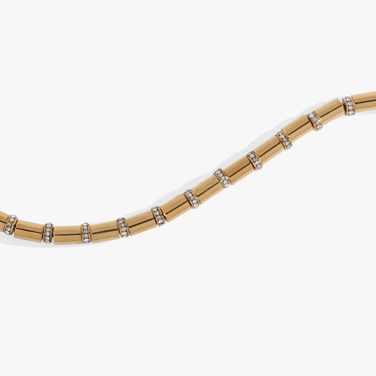 Tube Bead and Crystal Chain Bracelet gold-tone with crystal spacers by ALEX AND ANI on Tampa Home & Garden Store