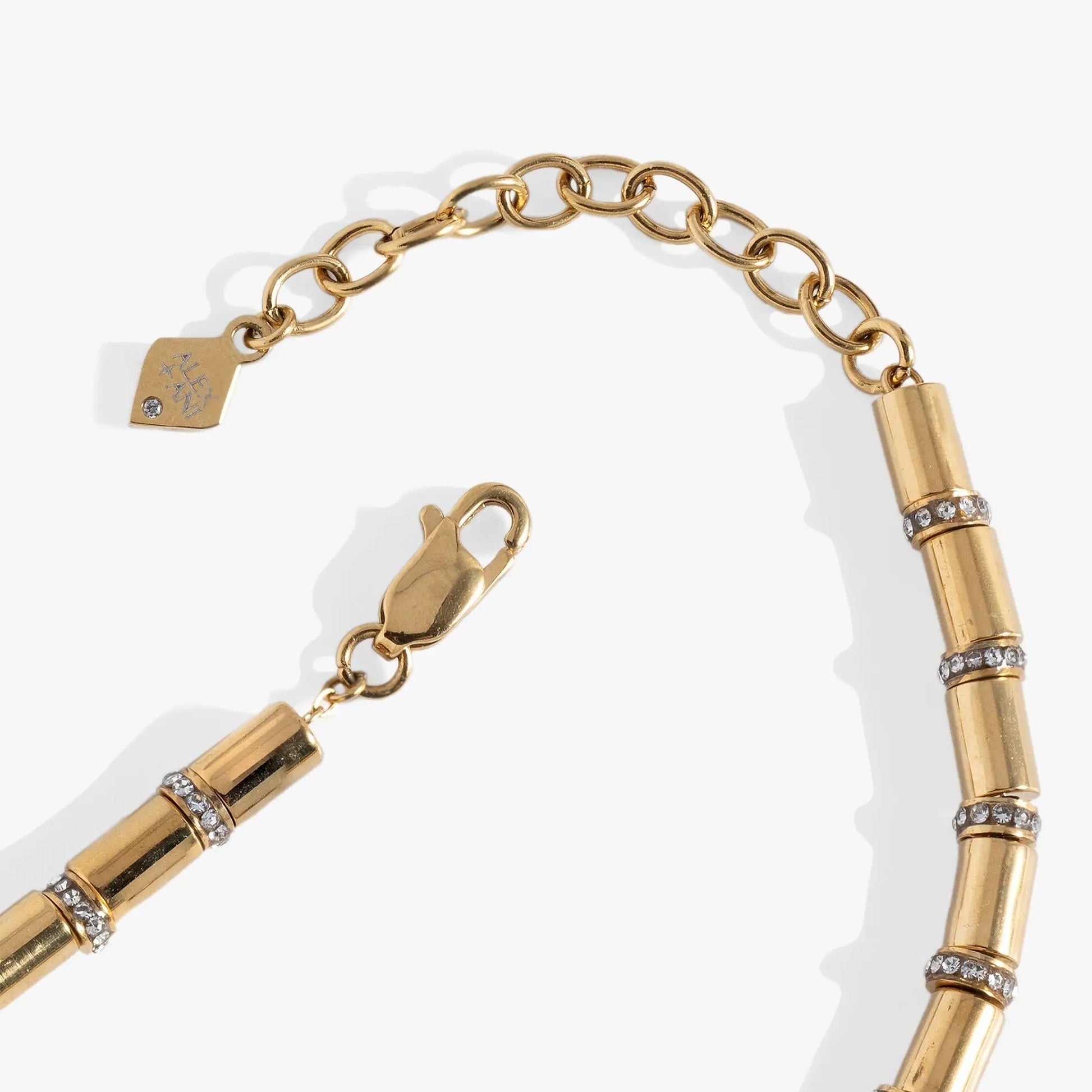 Tube Bead and Crystal Chain Bracelet gold-tone with crystal accents by ALEX AND ANI on Tampa Home & Garden Store