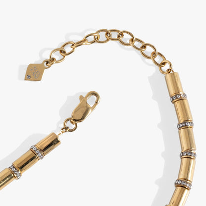 Tube Bead and Crystal Chain Bracelet gold-tone with crystal accents by ALEX AND ANI on Tampa Home & Garden Store