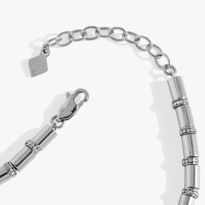 Tube Bead and Crystal Chain Bracelet in silver-tone metal with crystal accents by Alex and Ani on Tampa Home & Garden Store