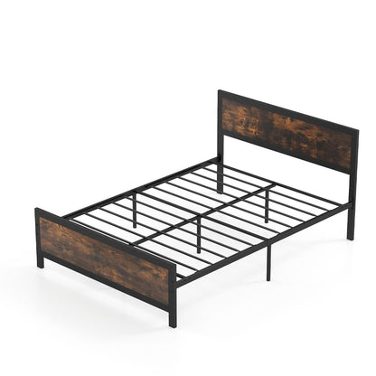 Estructura de cama metálica con cabecero y pie de cama - Tamaño queen