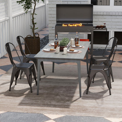 Juego de 4 sillas de comedor metálicas con respaldo extraíble para comedor, restaurante, sala de estar - Bronce plomo
