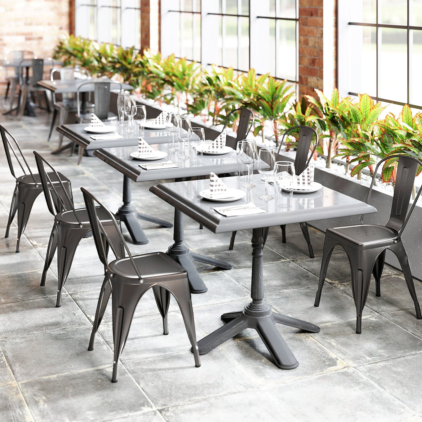 Juego de 4 sillas de comedor metálicas con respaldo extraíble para comedor, restaurante, sala de estar - Bronce plomo
