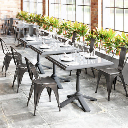 Juego de 4 sillas de comedor metálicas con respaldo extraíble para comedor, restaurante, sala de estar - Bronce plomo
