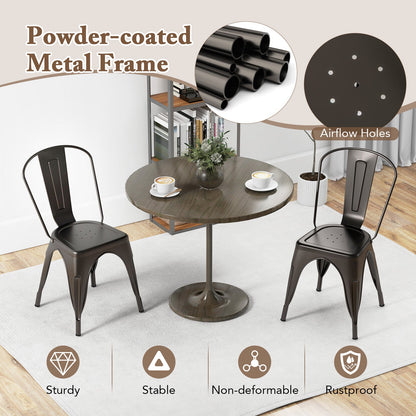 Juego de 4 sillas de comedor metálicas con respaldo extraíble para comedor, restaurante, sala de estar - Bronce plomo