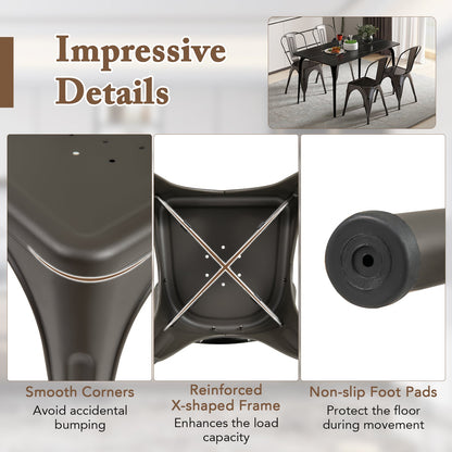 Juego de 4 sillas de comedor metálicas con respaldo extraíble para comedor, restaurante, sala de estar - Bronce plomo
