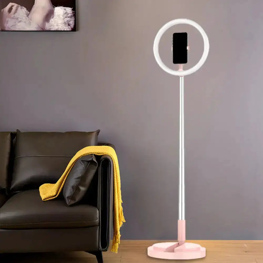 Metallic black LED makeup lamp with pink base and phone holder by Decorbites on Tampa Home & Garden Store