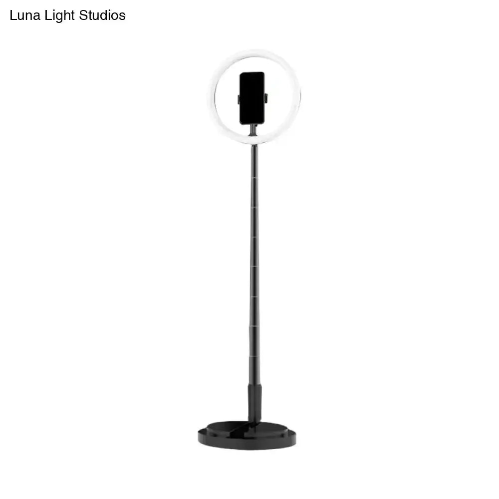 Metallic black LED makeup lamp with phone holder for bedroom on an adjustable stand on Tampa Home & Garden Store