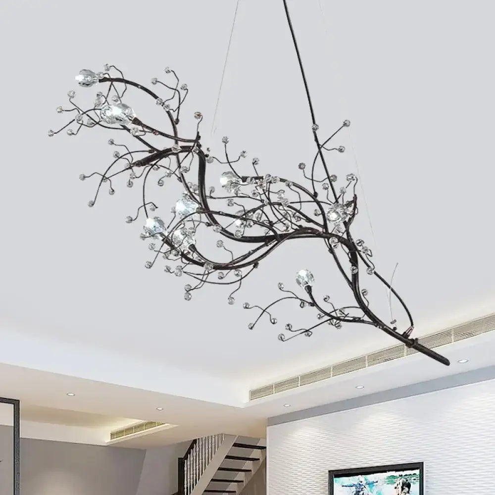 Gold metallic branch crystal bead chandelier with twinkling crystal beads on Tampa Home & Garden Store