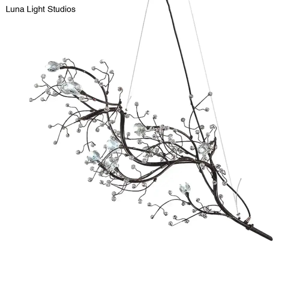 Gold Metallic Branch Crystal Bead Chandelier by Decorbites, twig-inspired hanging fixture on Tampa Home & Garden Store