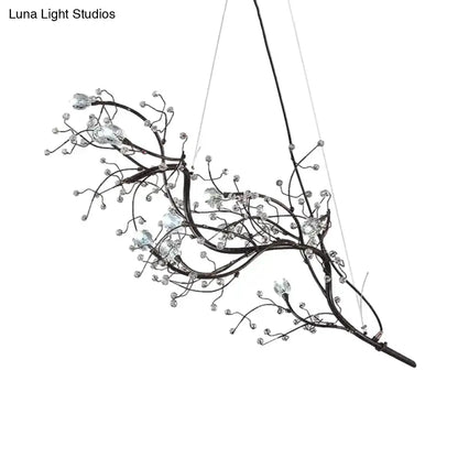 Gold Metallic Branch Crystal Bead Chandelier by Decorbites, twig-inspired hanging fixture on Tampa Home & Garden Store