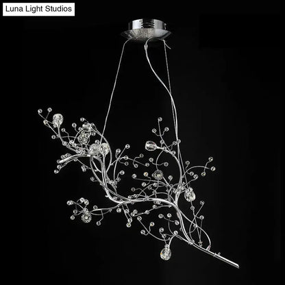 Gold Metallic Branch Crystal Bead Chandelier with crystal bead clusters by Decorbites on Tampa Home & Garden Store