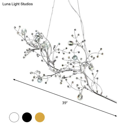 Gold metallic branch crystal bead chandelier by Decorbites, crystal beads on metal branches on Tampa Home & Garden Store