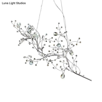 Gold metallic branch crystal bead chandelier by Decorbites with crystal beads on Tampa Home & Garden Store