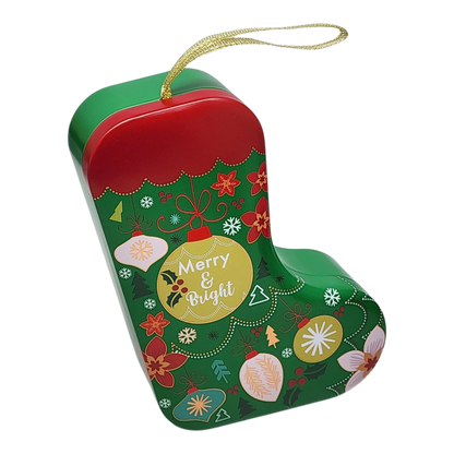 Adorno navideño de lata de galletas - Merry &amp; Bright