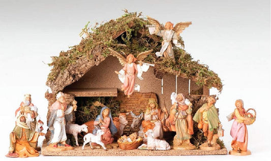 Italian Stable with 16-Piece Set, 5" Collection, Nativity Figures and Stable - Tampa Home & Garden Store