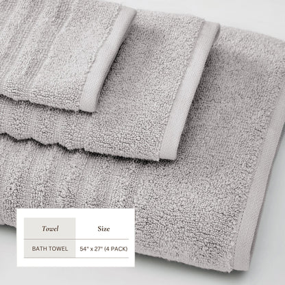 Luxury Combed Cotton and Ribbed Bath Towels