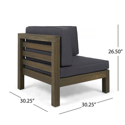Oana 4-Piece Patio Sofa Set with Coffee Table in dark cushions and wood frame on Tampa Home & Garden Store