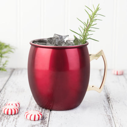 Red Moscow Mule Mug and Brass Accent Handle