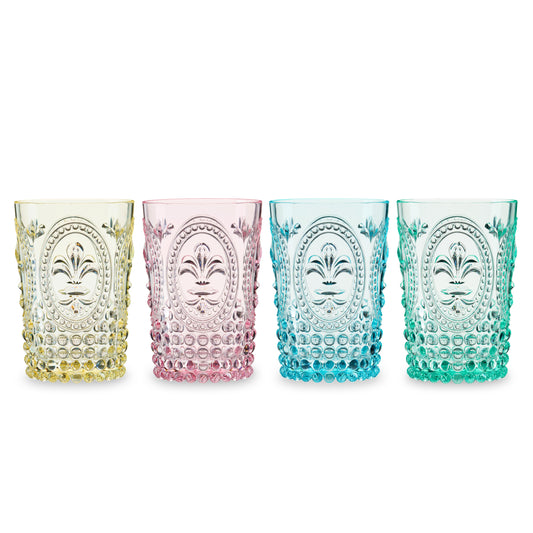 Pastel Acrylic Embossed Tumbler Set of Four