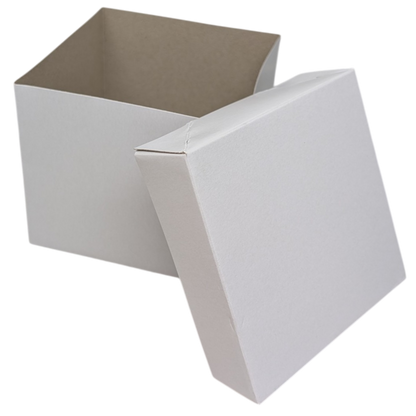 White Holiday Cube Gift Box Set and Ribbon