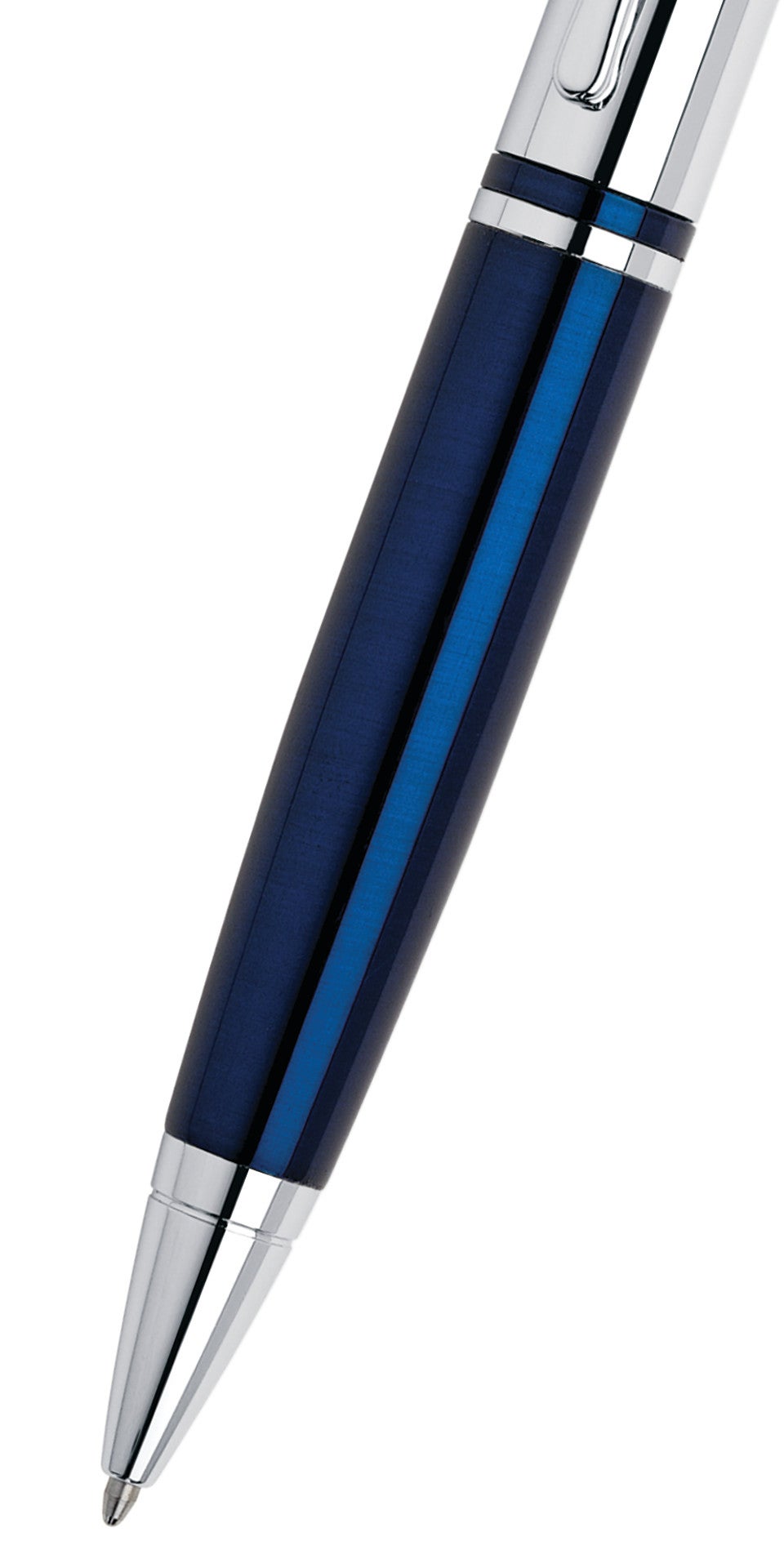 Calais Chrome & Blue Lacquer Ballpoint Pen by A.T. Cross with chrome trim on Tampa Home & Garden Store
