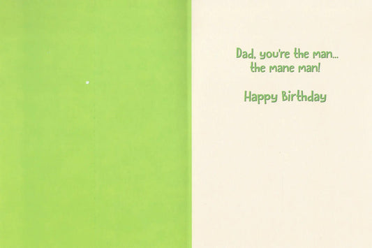 Birthday Card You're the Mane Man Dad, lime green cover, The Country Christmas Loft on Tampa Home & Garden Store
