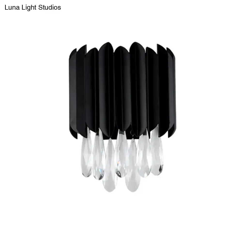 Black Metal Crystal Sconce with dangling crystal teardrops by Decorbites on Tampa Home & Garden Store