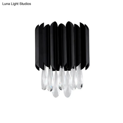Black Metal Crystal Sconce with dangling crystal teardrops by Decorbites on Tampa Home & Garden Store