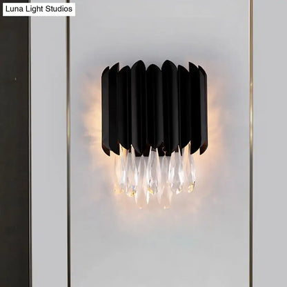 Black metal crystal sconce with dangling glass prisms, wall mount Decorbites on Tampa Home & Garden Store