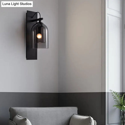 Black Smoked Glass Sconce by Decorbites with black metal mount and smoked glass shade on Tampa Home & Garden Store