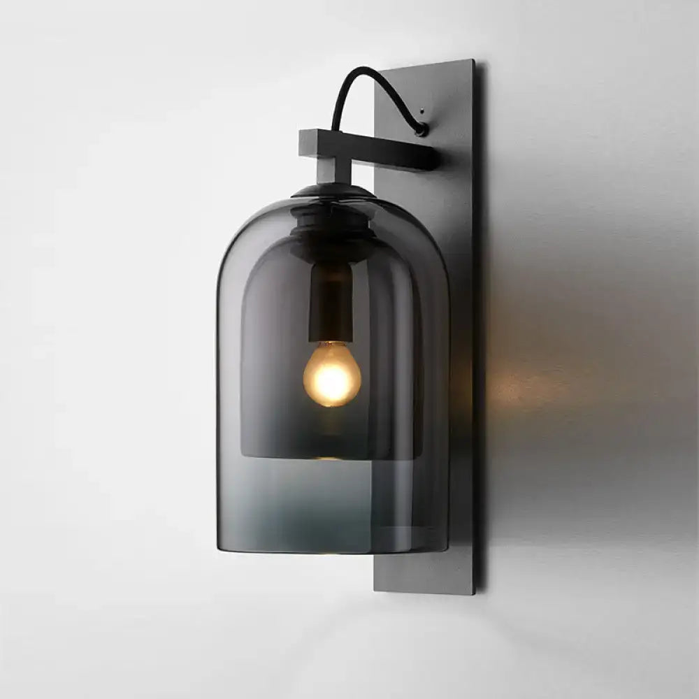 Black Smoked Glass Sconce by Decorbites; dark metal wall light with smoked glass shade on Tampa Home & Garden Store