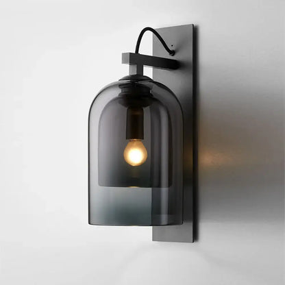 Black Smoked Glass Sconce by Decorbites; dark metal wall light with smoked glass shade on Tampa Home & Garden Store