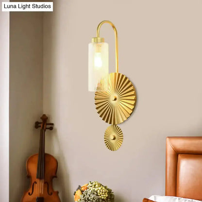 Mid Century Brass Gooseneck Wall Lamp Sunburst