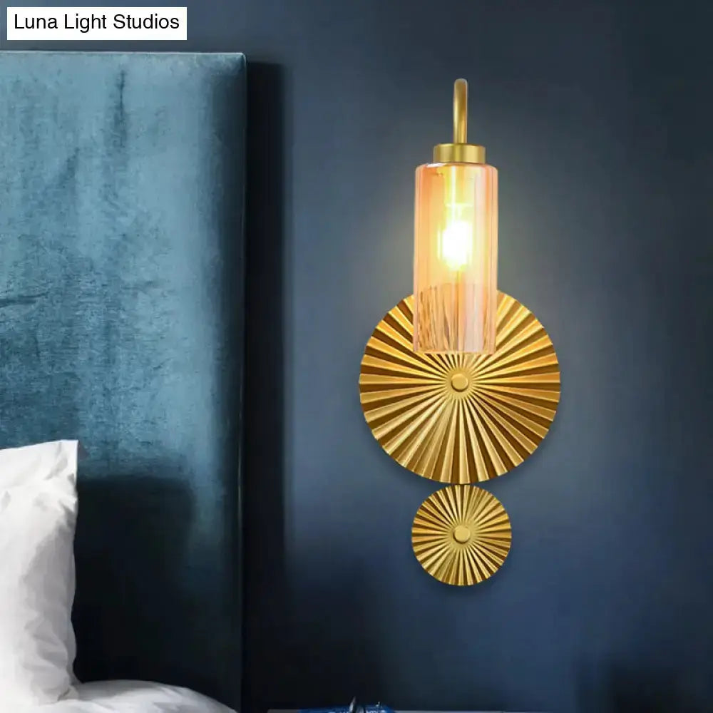 Mid Century Brass Gooseneck Wall Lamp Sunburst