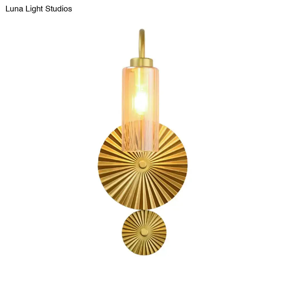 Mid Century Brass Gooseneck Wall Lamp Sunburst