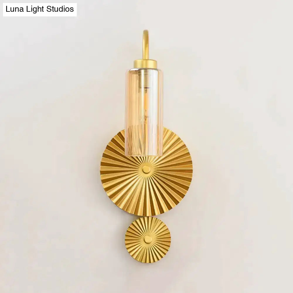 Mid Century Brass Gooseneck Wall Lamp Sunburst