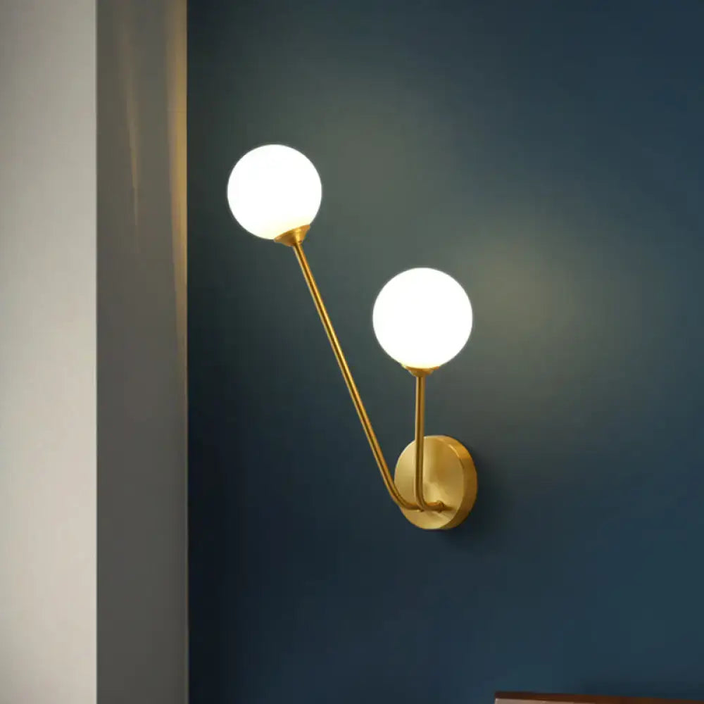 Brass Opaline Wall Light with dual globe bulbs and wall mount on Tampa Home & Garden Store